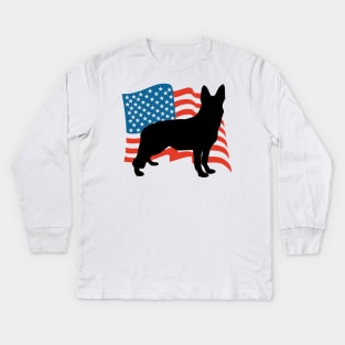 German Shepherd USA America - Dog Lover Dogs Kids Long Sleeve T-Shirt